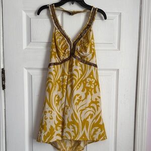 Inc Elegant Yellow gold rhinestone Patterned halter shirt XL